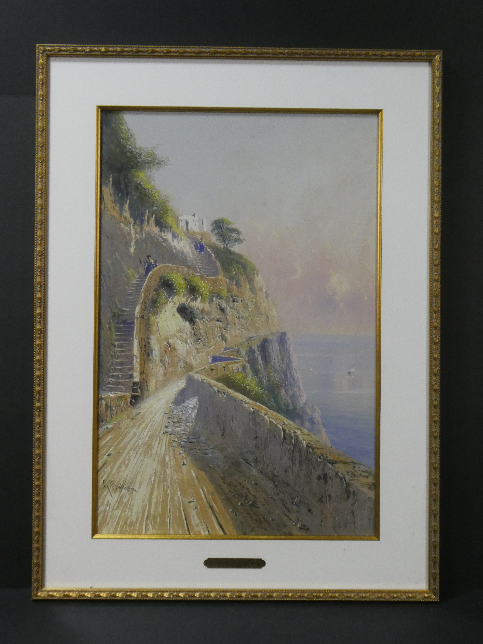 Giovanni Battista Capri The Old Saracen Steps to Anacapri Watercolor Painting