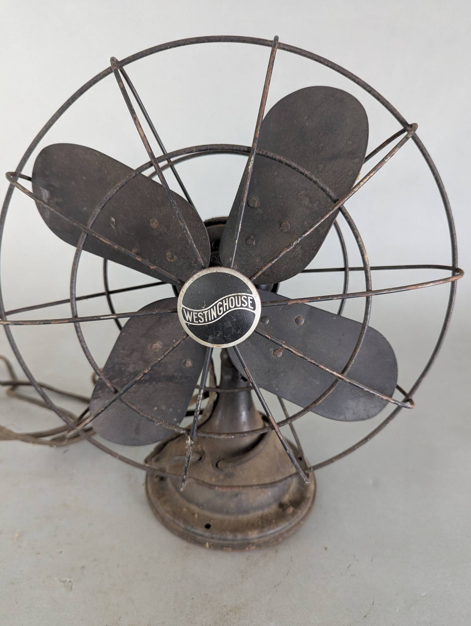 Westinghouse Oscillating Table Fan with Original Finish and Guard