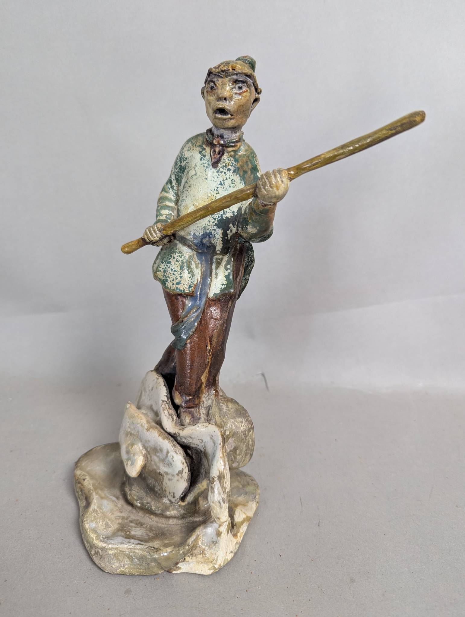 Antique Chinese Roof Ridge Ornament Depicting the Monkey King from Shiwan