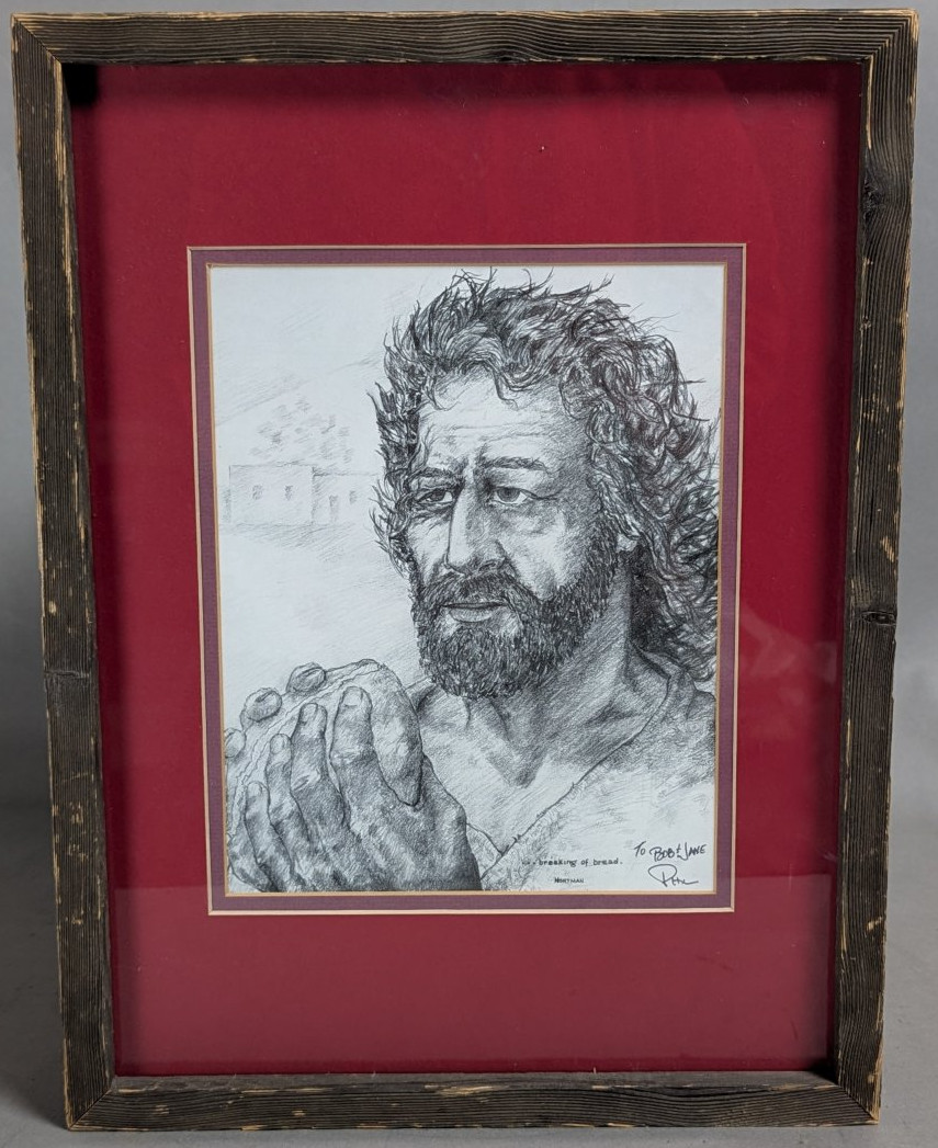 Signed Peter Hortman Print Breaking of Bread Framed Artwork of Jesus Christ