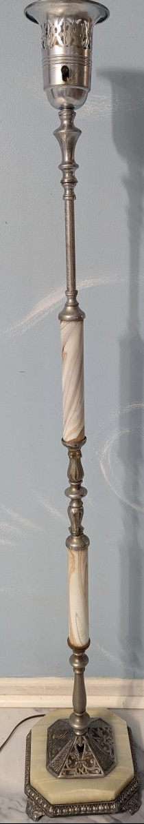 Vintage Art Deco Style Floor Lamp with Onyx Marble Base Unique Design