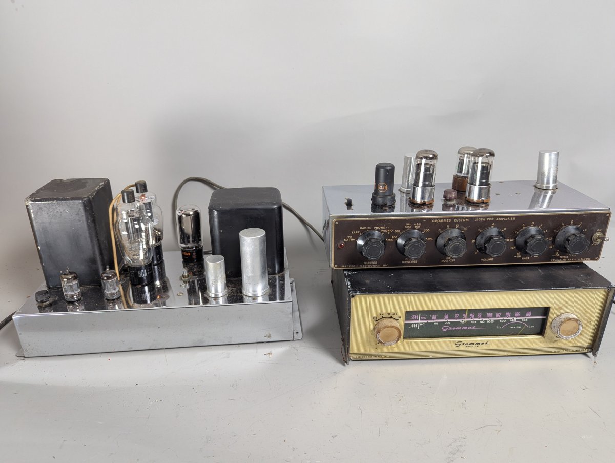 Vintage Grommes Tube Audio Set Pre-Amplifier Power Amplifier Tuner Hi-Fi System