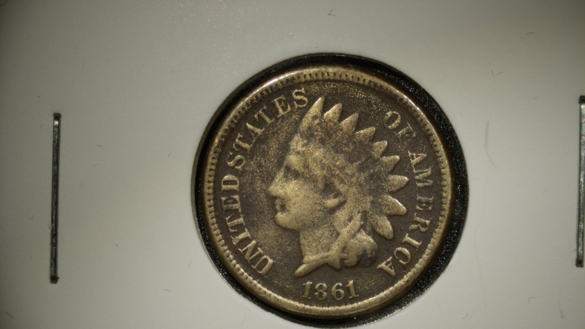 1861 Indian Head Cent G, Civil War Era, United States Mint, Copper-Nickel Coin