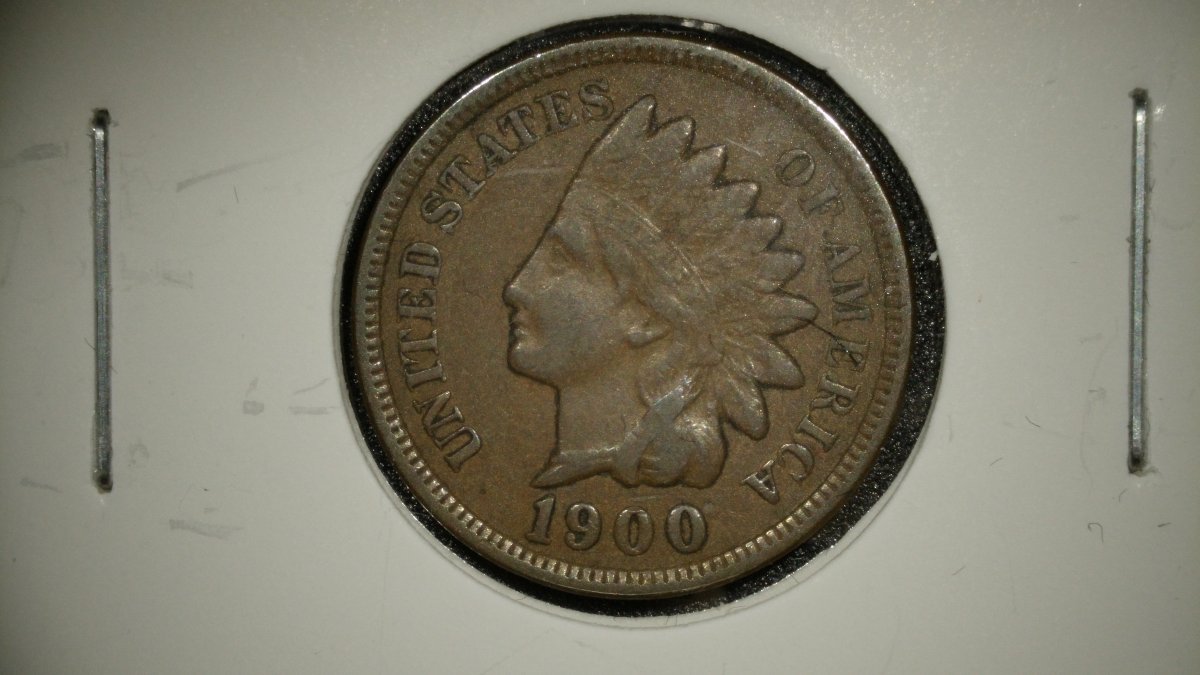 Collection of 4 Indian Head Cents 1900 F 1896 G 1907 AU 1890 EF by James Barton Longacre