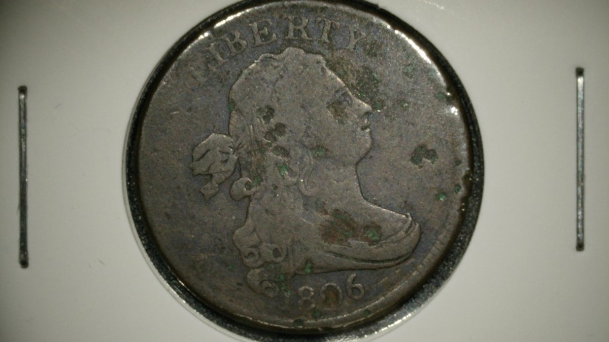 1806 Draped Bust Half Cent G Coin by Robert Scot - Early American Copper Collectible