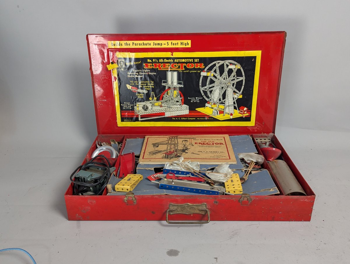 Vintage AC Gilbert Erector Set No 9½ All-Electric Automotive Set Original Case