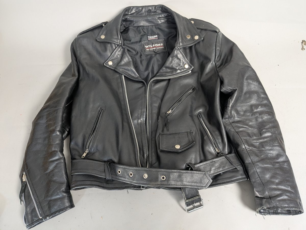 Wilsons Leather Motorcycle Jacket with Thinsulate Lining Biker Style Large