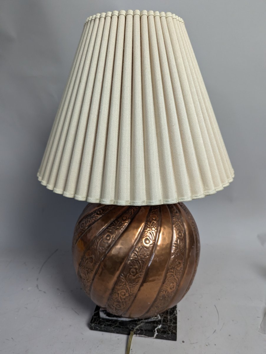 Frederick Cooper Repousse Copper Table Lamp Mid-Century Modern Design