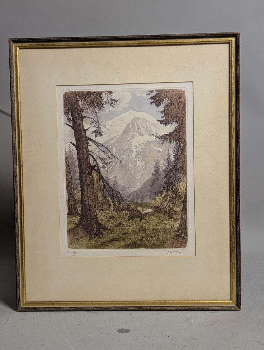 Henri Jourdain Forêt de Passy Framed Colored Etching Limited Edition Art