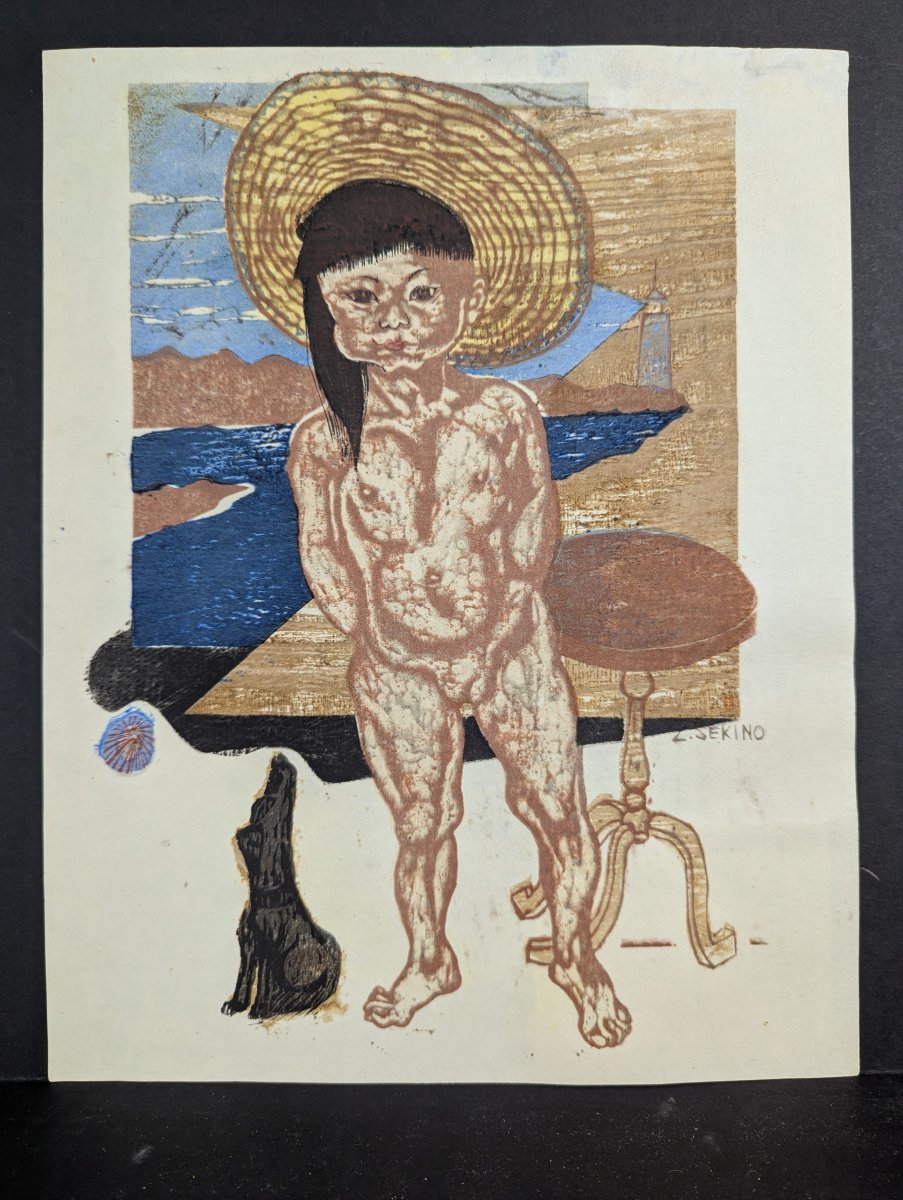 Jun'ichiro Sekino 'Child of the Sea' Japanese Woodblock Print 1948