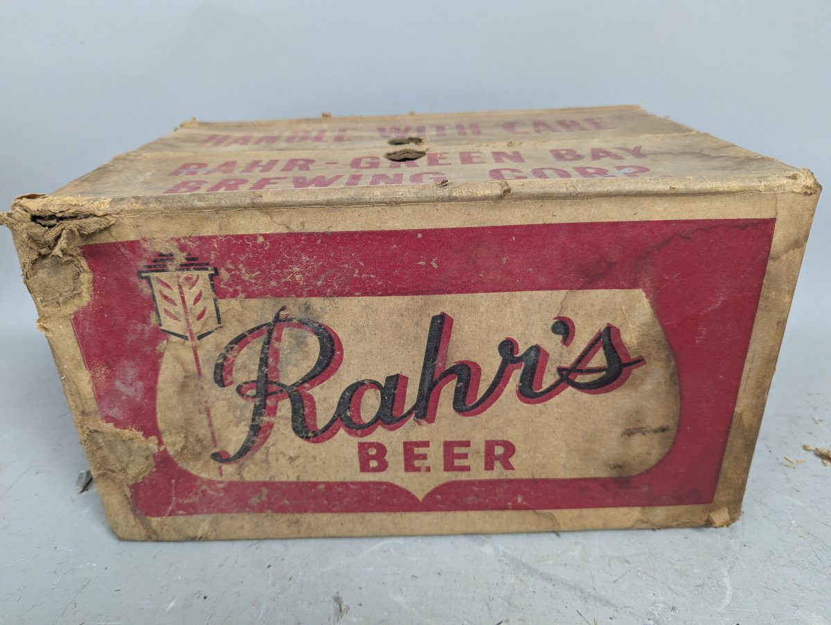 Vintage Rahr's Beer Cardboard Case with 7 oz. Bottle Collection from Green Bay Brewery