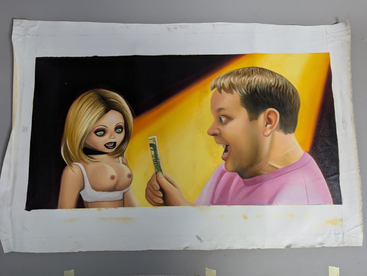 Original Oil Painting Tiffany Valentine Child's Play Horror Art Unique Canvas