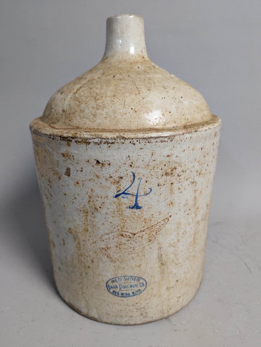 Vintage Red Wing Union Stoneware Co. 4-Gallon Shoulder Jug Collectible Pottery