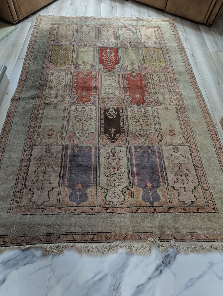 Intricate Prayer Saff Style Panel Rug with for Shabby Chic Decor