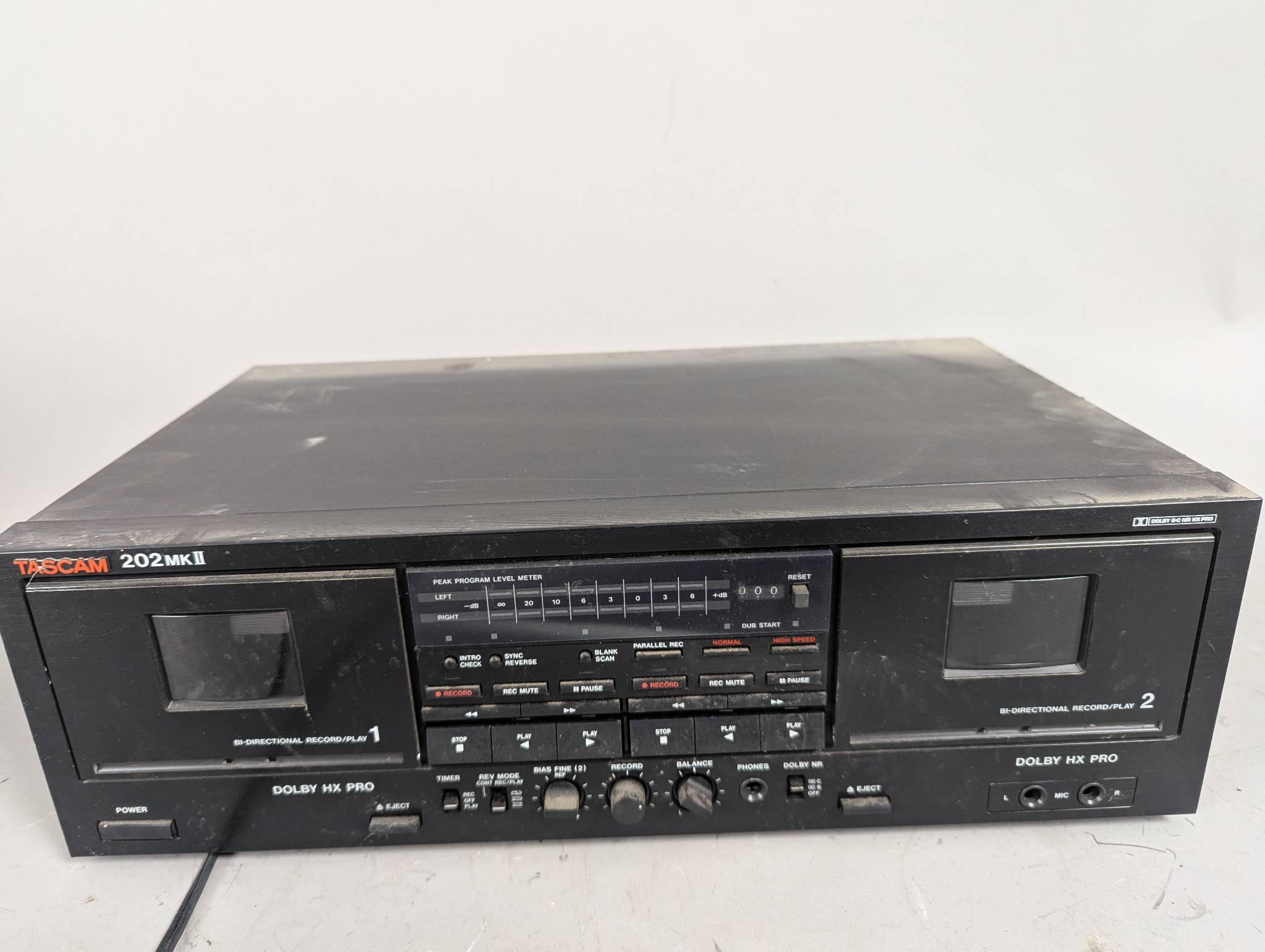 Tascam 202MKII Dual Cassette Deck Dolby HX Pro for Parts or Repair
