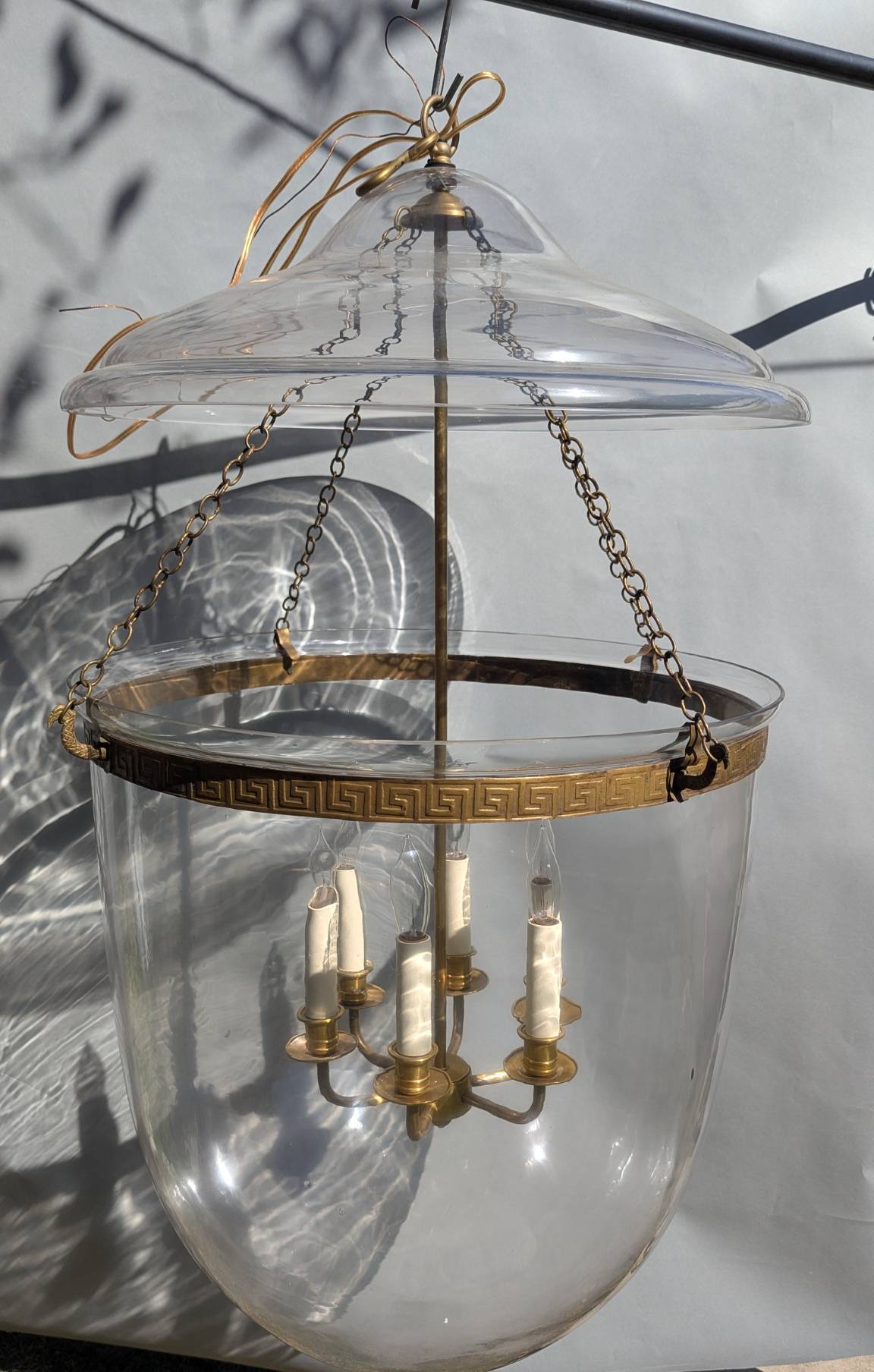 Vaughan Large Bell Jar Blown Glass Lantern Pendant Fixture