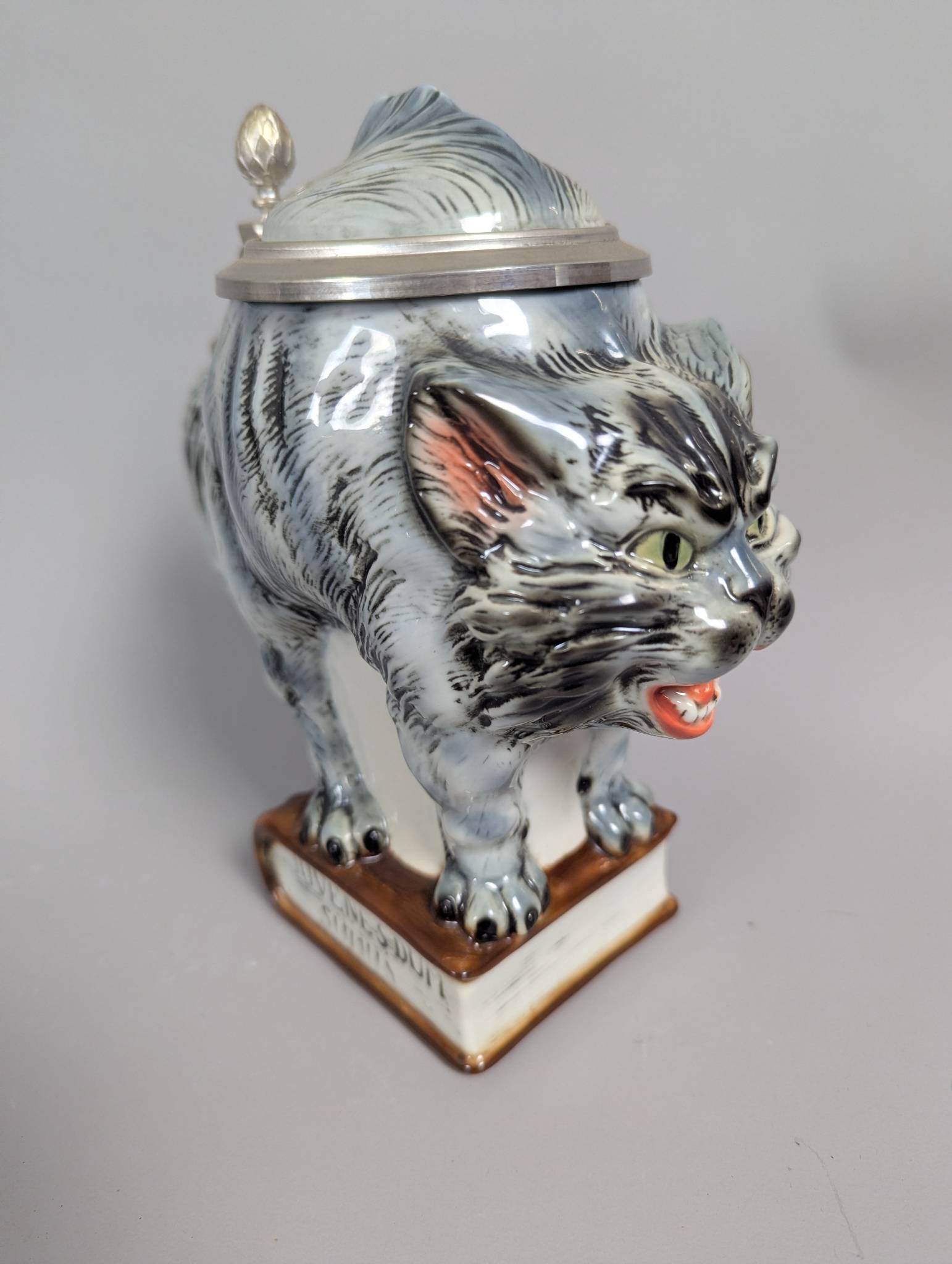 E Bohne Sohne Porcelain Tomcat Stein Cat on a Book