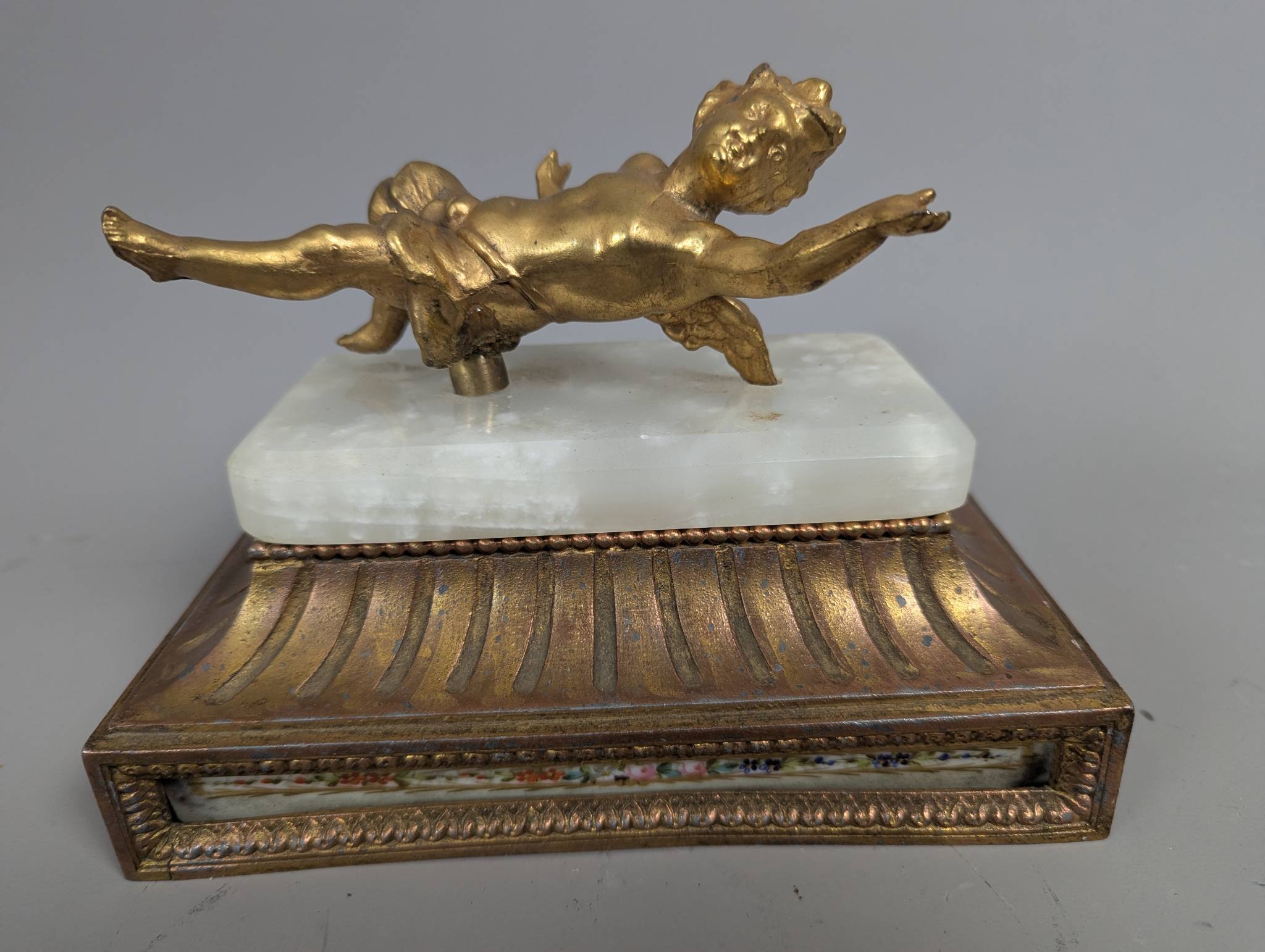 Bras and Onyx Italian Cherub Clock Part 