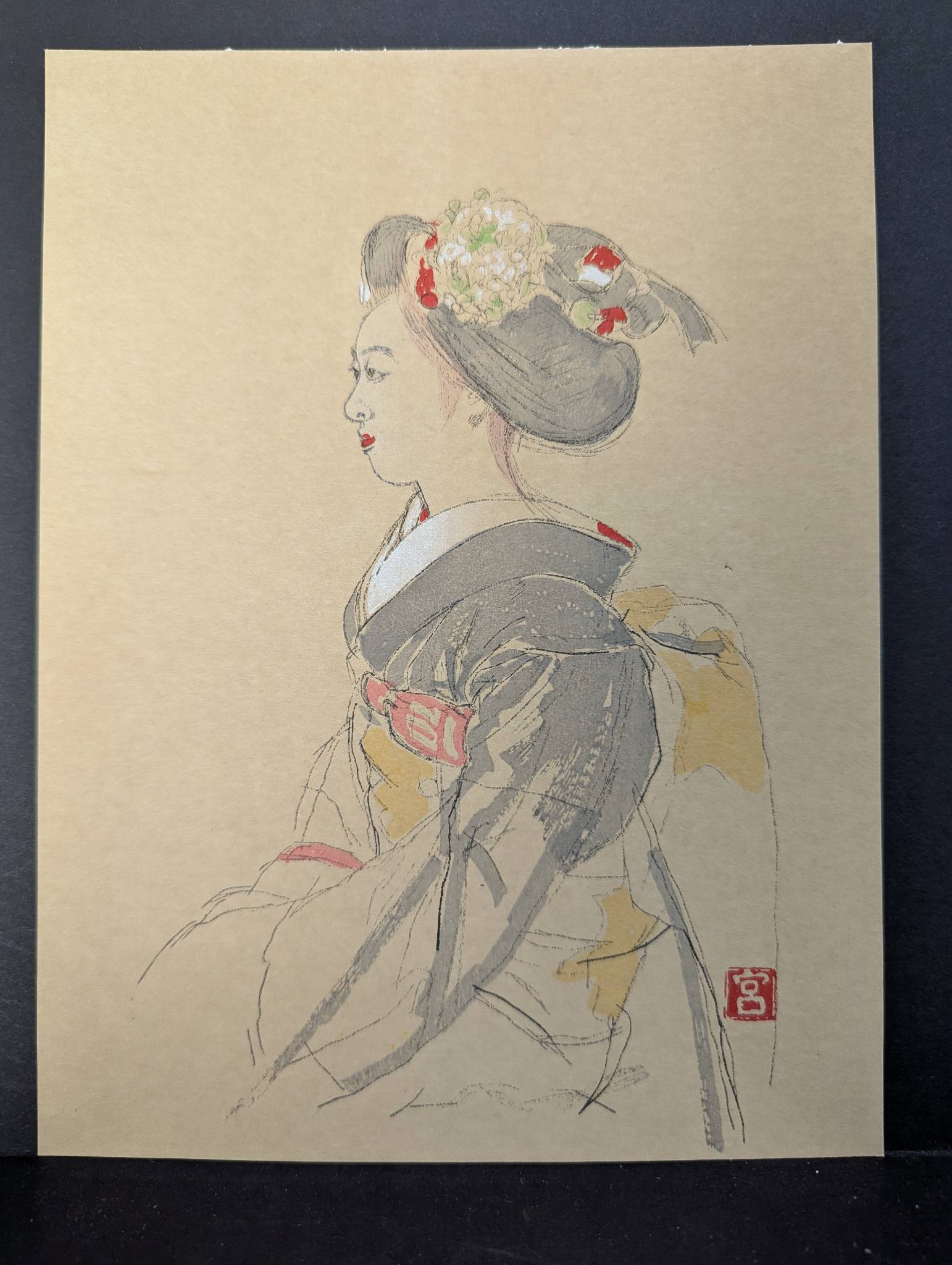Japanese Woodblock Print Maiko by Tateishi Harumi from Twelve Maiko Subjects