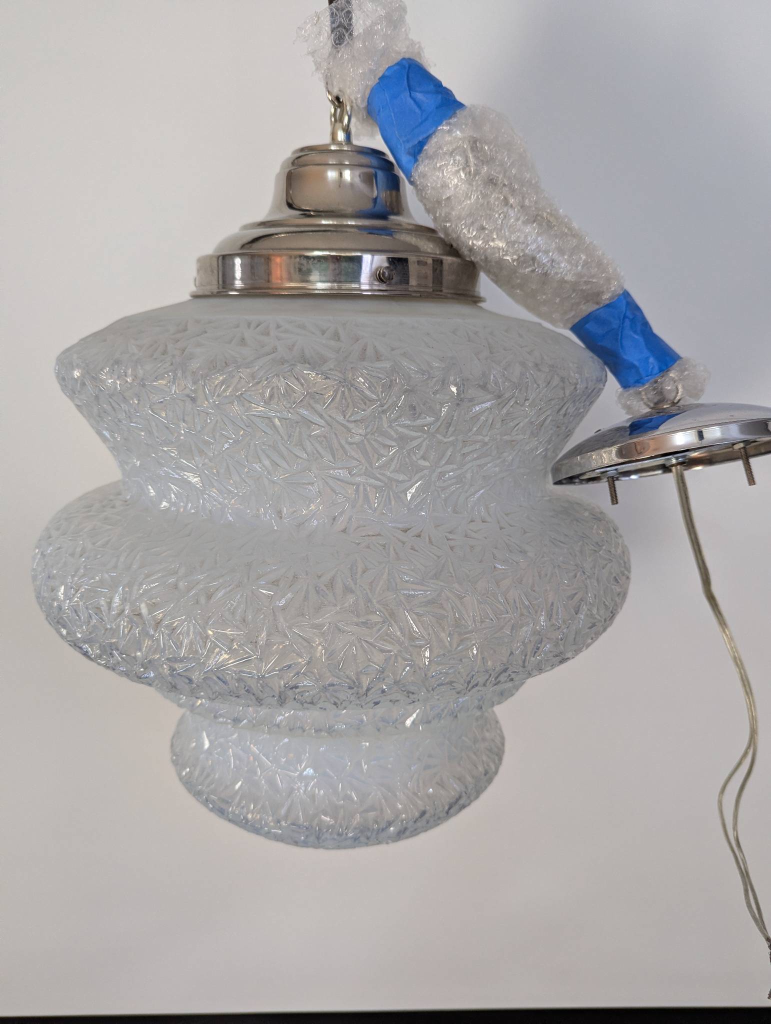 Mid-Century Modern Murano Glass Pendant Light with Textured Shade