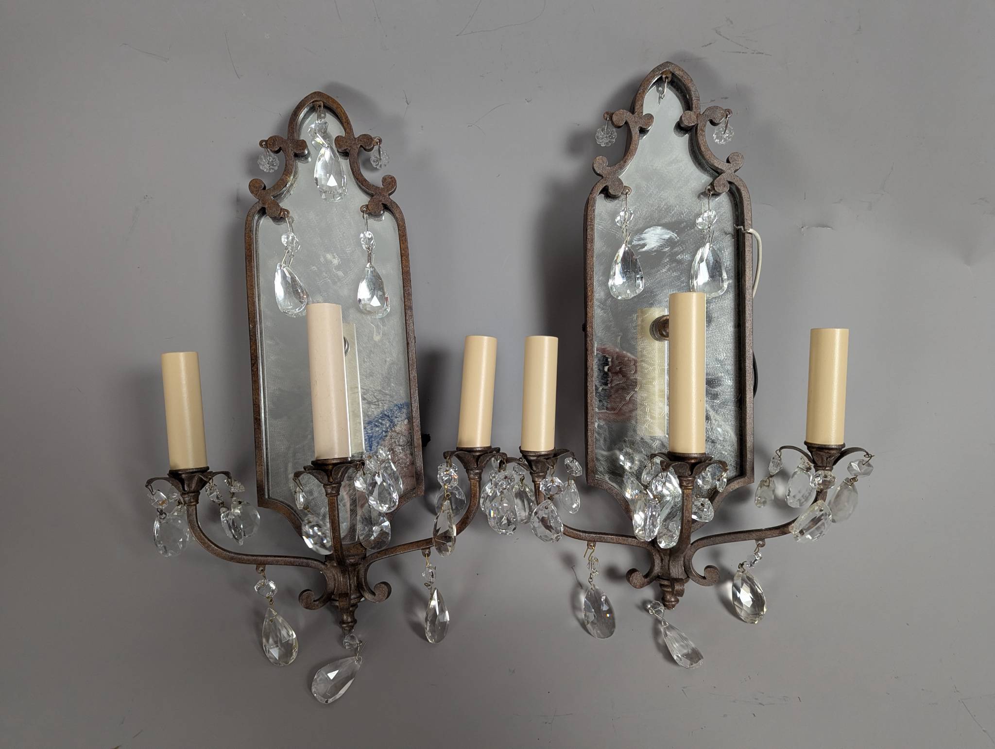 Early 20th-Century Italian Baroque Style Mirrored Wall Sconces