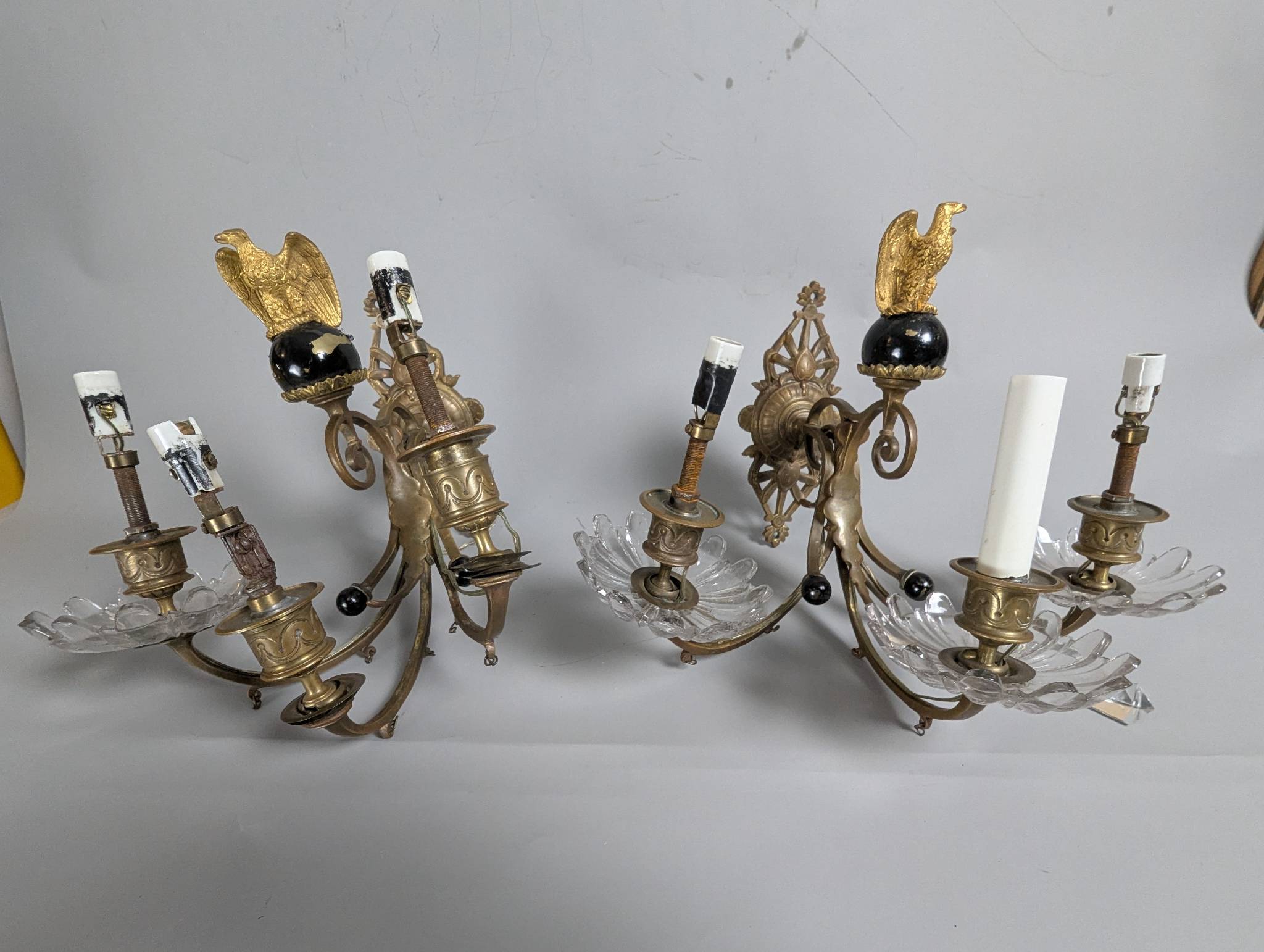 Early 20th-Century Swedish Bronze Electric Wall Sconces with Figural Design
