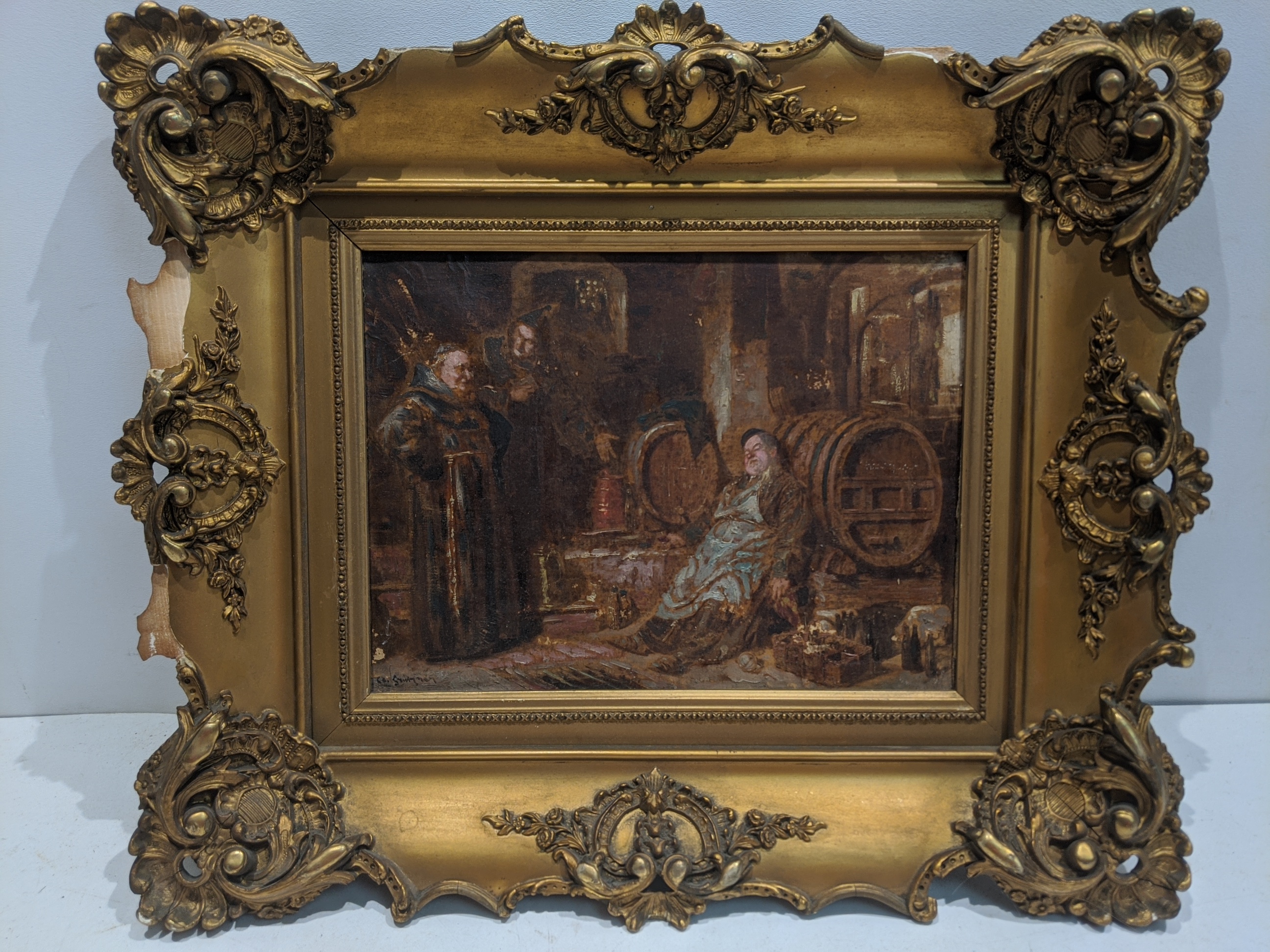 Eduard von Grützner Drunken Monks Oil Painting