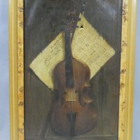 F Benzenberg Large Still-Life Oil Painting of Violin