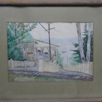 Malvin Marr (Zsissly) Albright Lake Front Home Watercolor Painting LISTED ARTIST