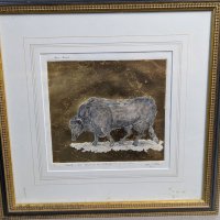 Artwork by NB Rost Featuring Buffalo with Gold Background