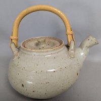 Large Stoneware Teapot by Warren MacKenzie with Bamboo Handle