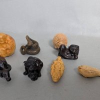 Netsuke and Wood Carvings Featuring Various Subjects