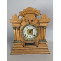 E. Ingraham Co Cabinet No 7 Antique Oak Mantel Clock