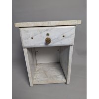 Antique Marble Barber Shop Cabinet Vintage Furniture Medical Stand White Marble