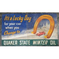 Vintage Quaker State Winter Oil Advertising Poster by Berg Petroliana Collectible