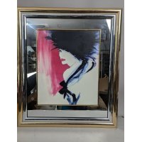 Vintage 1980s Framed Fashion Print by Artistic Reflections with Mirrored Frame