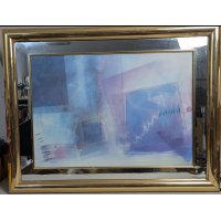 Museum Editions West Abstract Geometric Print 1980s Framed Wall Art