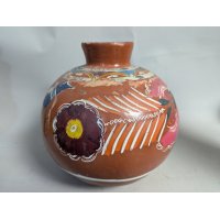 Hand-Painted Mexican Guerrero Style Terracotta Folk Art Vase - Vibrant Design