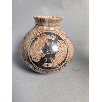 Mexican Marbled Clay Pottery Vase Unique Lizard Design Collector's Item