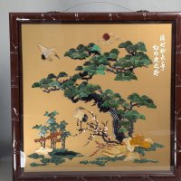 Traditional Chinese Wall Art Decor Featuring Pine Trees and Cranes