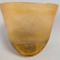 Amber Crackle and Frosted Art Glass Vase
