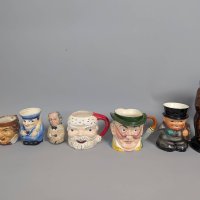 Lot 8 Ceramic Character Mugs and Russkaya Vodka Bear Pitcher