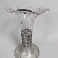 Antique Forbes Silver Company Glass Vase with Silver Plated Base