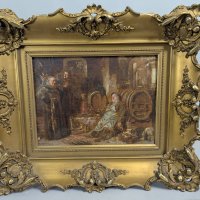 Oil on Canvas in Manner of Eduardo Von Grutzner Drunk Monks