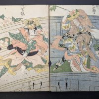Pair Japanese Woodblock Print by Toyokuni, Original 19th Century