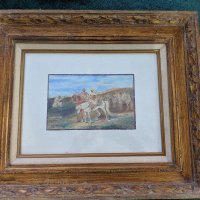 Antique Adolf Schreyer Watercolor Painting Arabian Warr