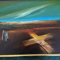 Vintage Semproniu Iclozan Abstract Trinity Oil Painting