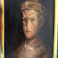 1986 Semproniu Iclozan Abstract Male Portrait Oil Paint