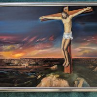 Semproniu Iclozan Large Oil Painting Jesus on Cross