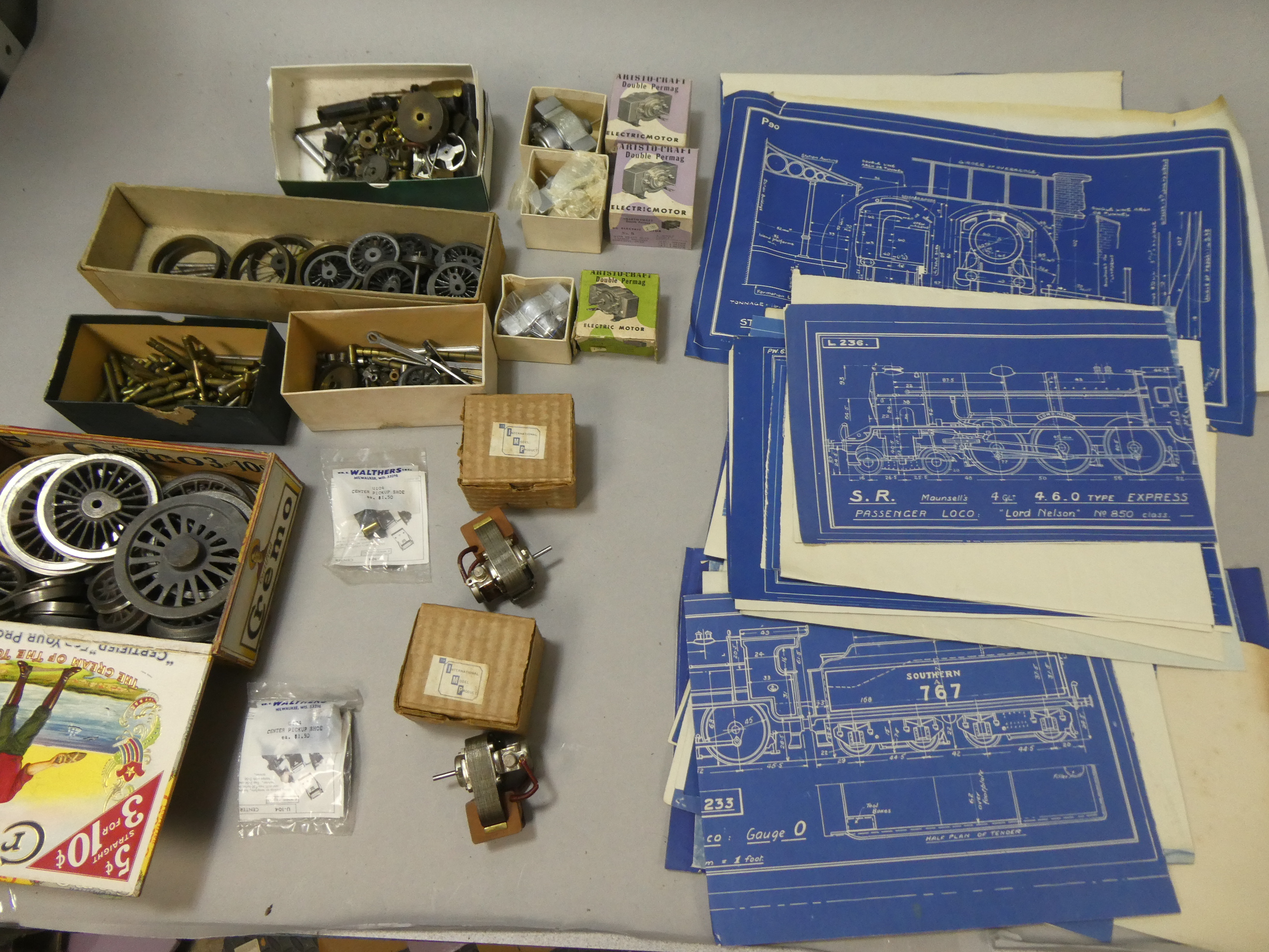 Large Lot Assorted Train Locomotive Blueprints Parts & Electric Motors